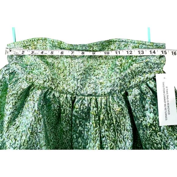 Dolls Kill Amylynn Sara Mini Dress M Green Brocade Bandeau Strapless Party NEW - Picture 4 of 14